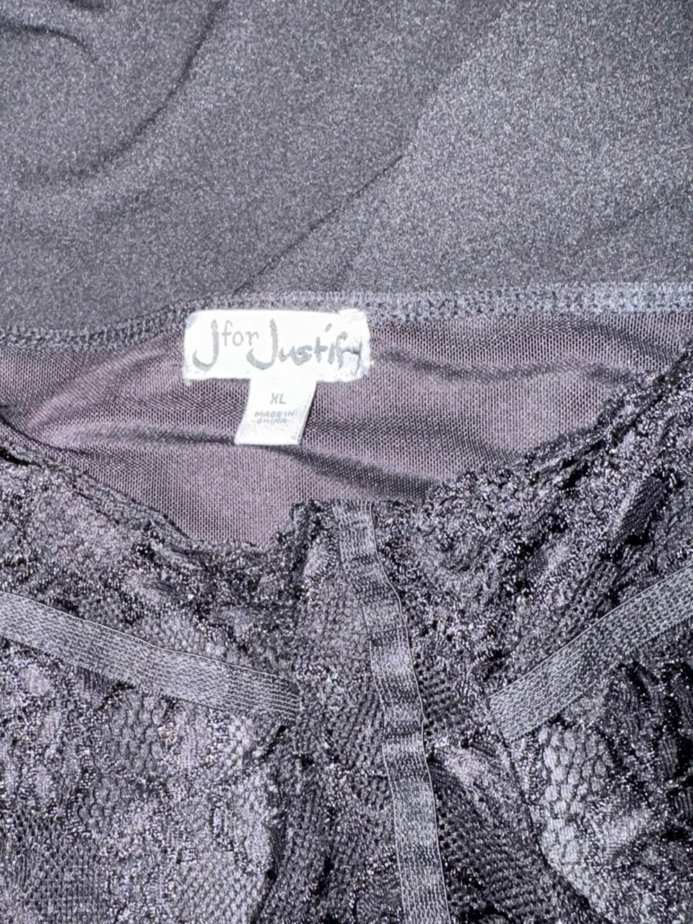 J for Justify Black Lace Chemise-Inspired Jumpsuit